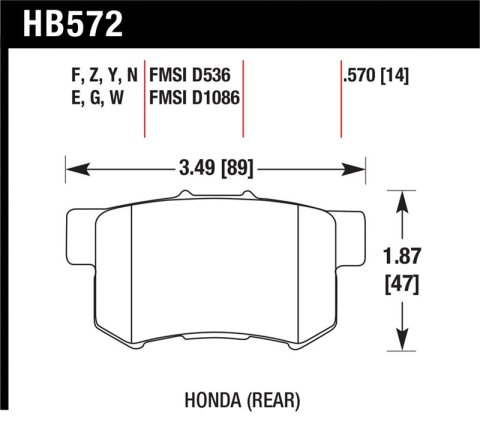 Hawk 2001-2003 Acura CL Type-S HPS 5.0 Rear Brake Pads thumbnail 1