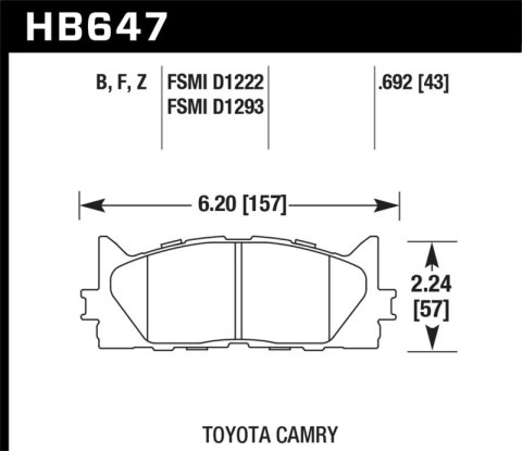 Hawk 2013-2014 Lexus ES300h HPS 5.0 Front Brake Pads thumbnail 7