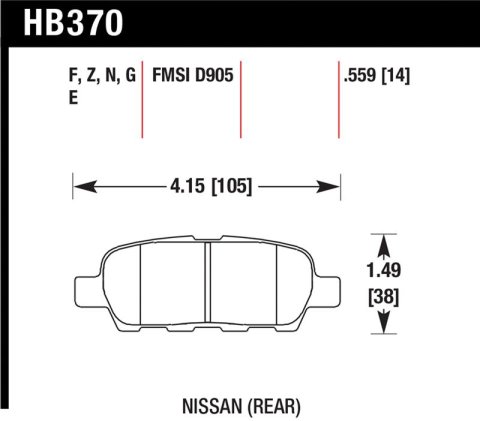 Hawk 2010-2013 Infiniti EX35 HPS 5.0 Rear Brake Pads thumbnail 1