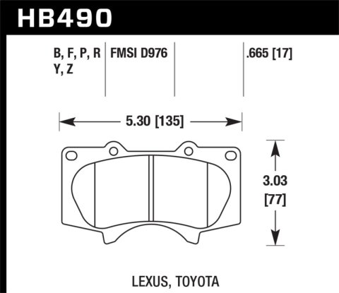 Hawk 2010-2014 Lexus GB460 HPS 5.0 Front Brake Pads thumbnail 5