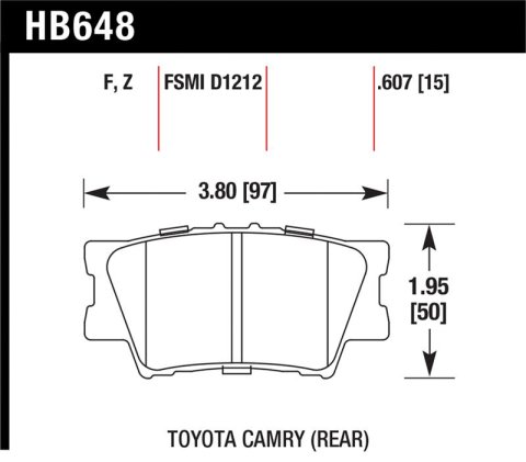 Hawk 2013-2014 Lexus ES300h HPS 5.0 Rear Brake Pads thumbnail 1