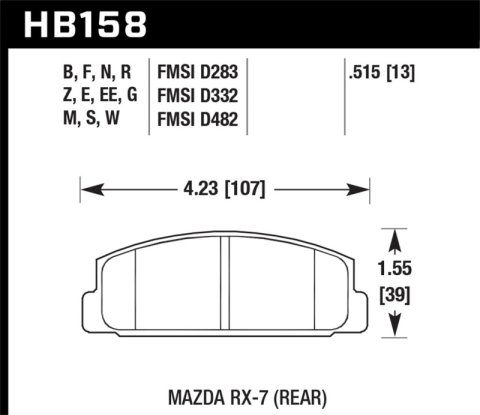 Hawk 2003-2005 Mazda 6 HPS 5.0 Rear Brake Pads thumbnail 3