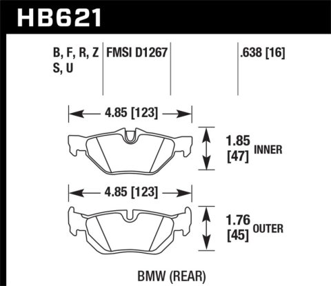 Hawk 2011-2011 BMW 125i HPS 5.0 Rear Brake Pads thumbnail 3
