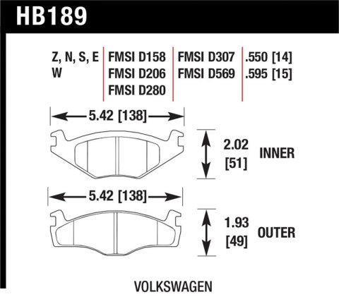 Hawk Blue 9012 Brake Pads Volkswagen thumbnail 1