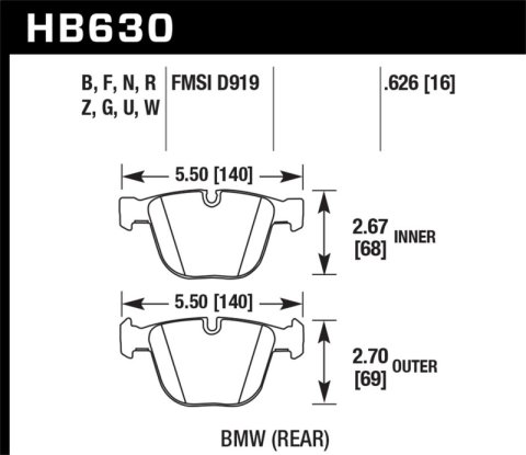 Hawk 06-10 BMW M5/M6 DTC-60 Rear Brake Pads thumbnail 3