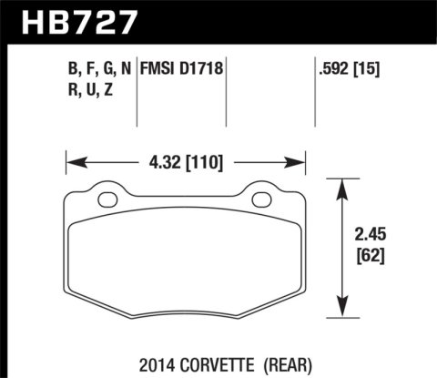 Hawk 2014 Chevrolet Corvette HPS 5.0 Rear Brake Pads thumbnail 7