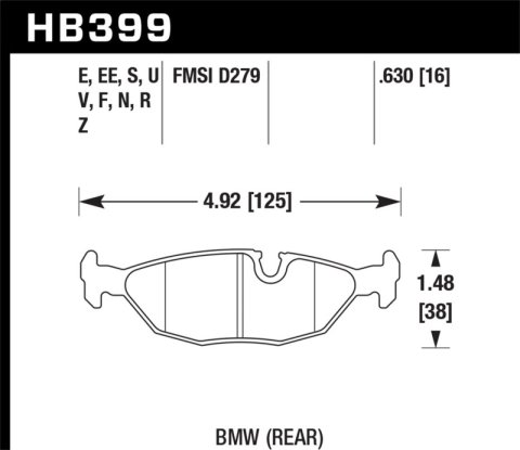 Hawk 91 BMW 318i E30 All DTC-70 Rear Brake Pads thumbnail 5