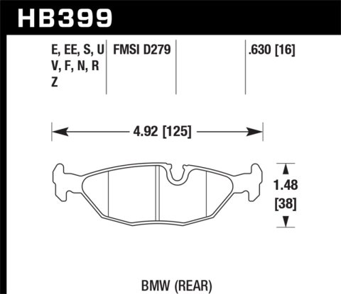 Hawk 91 BMW 318i E30 All DTC-70 Rear Brake Pads thumbnail 6