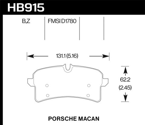 Hawk 16-18 Porsche Macan Performance Ceramic Street Rear Brake Pads thumbnail 1