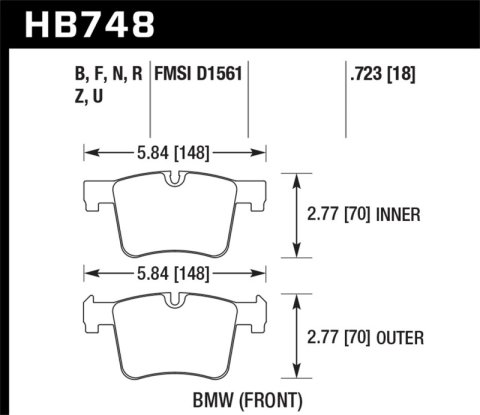 Hawk 13-14 BMW 328i/328i xDrive / 2014 428i/428i xDrive HP Plus Front Brake Pads thumbnail 2