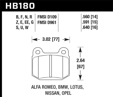 Hawk 03-06 Evo / 04-09 STi / 03-07 350z Track DTC-30 Rear Pads thumbnail 7