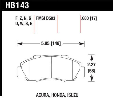 Hawk 97-01 Honda Prelude HPS Street Front Brake Pads thumbnail 1