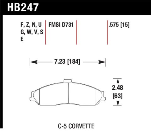 Hawk 97-06 Corvette (incl C5 Z06) Performance Ceramic Street Front Brake Pads thumbnail 1