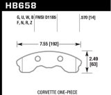 Hawk 2010-2013 Chevy Corvette Grand Sport (One-Piece Pads) ER-1 Motorsports Front Brake Pads thumbnail 1
