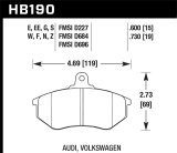 Hawk 1985 Audi 4000 1.8L S 256mm Rotors Front ER-1 Brake Pads thumbnail 2