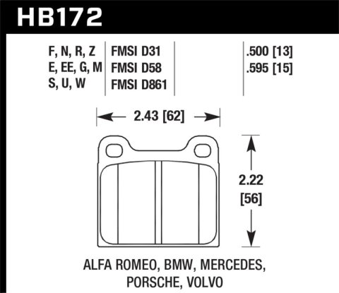 Hawk 77-79 Alfa Romeo Sprint HPS 5.0 Front Brake Pads thumbnail 3