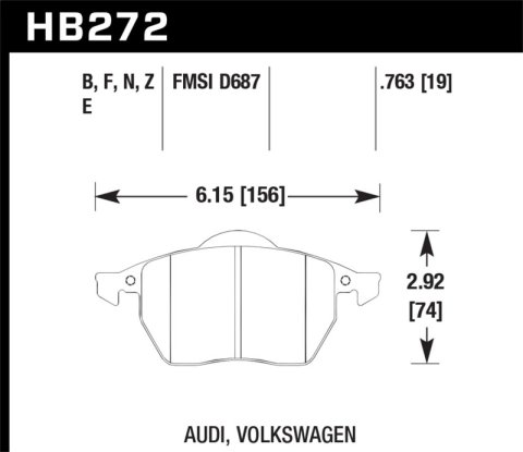 Hawk 00-02 Audi TT Base/Quattro 1.8L DTC-60 Race Front Brake Pads thumbnail 2