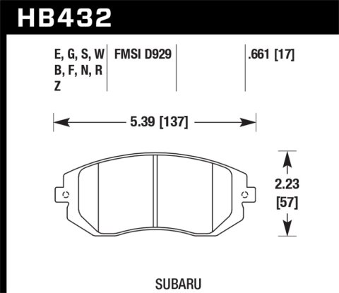 Hawk 03-05 WRX / 08 WRX / 09 Legacy 2.5i NA ONLY D929 HPS Street Front Brake Pads thumbnail 6