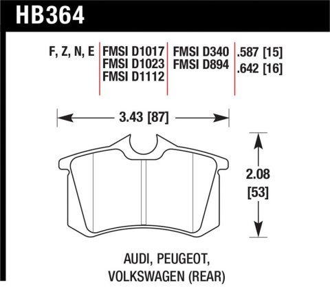 Hawk 89-92 VW Golf GTi / GLS Turbo/ GLX ( VR6) / 1.8 Turbo / VR6 / 00-06 Audi TT HPS Street Rear Bra thumbnail 1