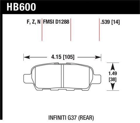 Hawk Infiniti G35 Sport/G37 / 08-10 Nissan Rogue / 07-09 Sentra SE-R / 10 Sentra SE-R M/T Performanc