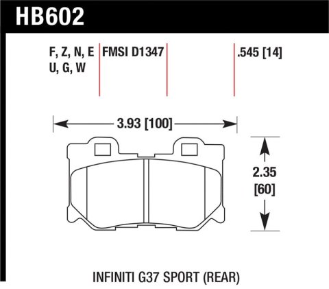 Hawk Infiniti G37 Sport HP+ Street Rear Brake Pads thumbnail 1