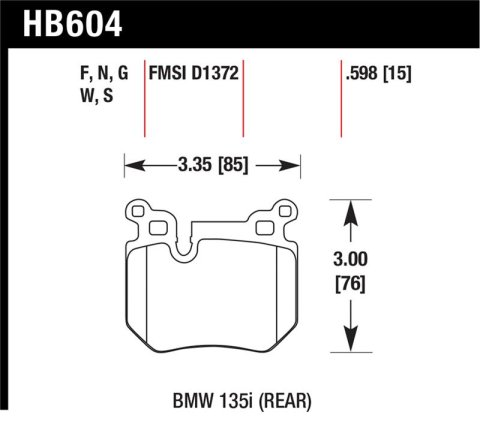 Hawk BMW 135i HP+ Street Rear Brake Pads