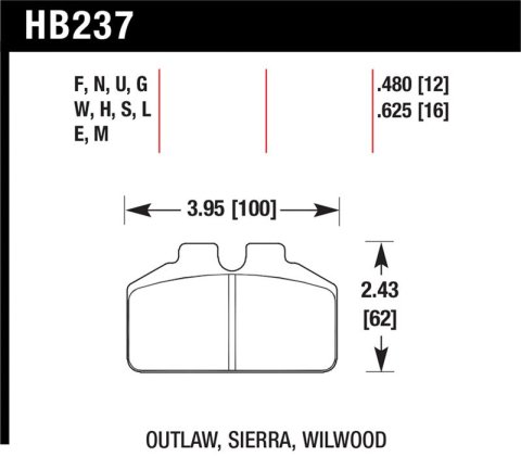 Hawk Wilwood BB / AP Racing / Outlaw Black Rear Brake Pads