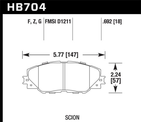 Hawk 06-09 Toyota RAV4 / 10-13 Toyota Matrix Performance Ceramic Front Brake Pads thumbnail 5