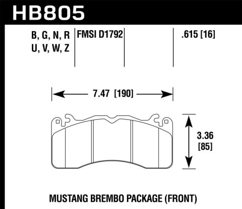 Hawk 15-17 Ford Mustang Brembo Package DTC-30 Front Brake Pads thumbnail 4