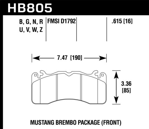 Hawk 15-17 Ford Mustang Brembo Package DTC-30 Front Brake Pads thumbnail 6