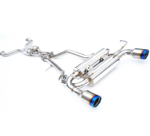 Invidia 2017+ Infiniti Q60 3.0 TT Silver Sport/Red Sport Gemini Rolled Titanium Tip Cat-back Exhaust thumbnail 1