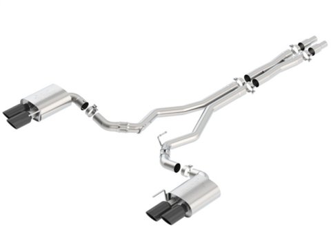 Borla 2018 Ford Mustang GT (A/T / M/T) 3in ATAK Catback Exhaust w/o Valves w/ Black Chrome Tips thumbnail 1