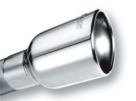 Borla Universal Polished Tip Single Oval Rolled Angle-Cut w/Clamp (inlet 2 1/2in. Outlet 4 1/4 x 3 1 thumbnail 1