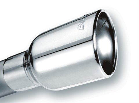 Borla Universal Polished Tip Single Oval Rolled Angle-Cut w/Clamp (inlet 2 1/2in. Outlet 4 1/4 x 3 1 thumbnail 4