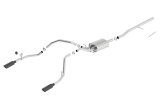 Borla 14 Sierra 1500 C/B S-Type Exhaust/2.75in Into Dual 2.25in Out 4in Split Rear Exit-Black Chrome thumbnail 1