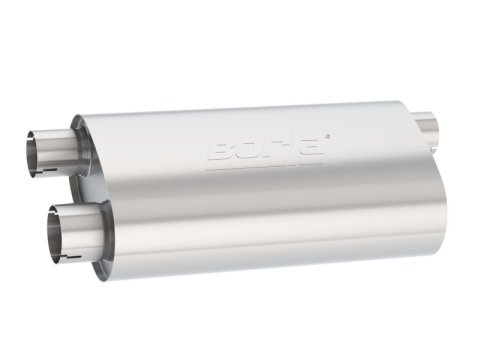 Borla Universal Pro-XS Muffler Oval 3in Inlet/ 2.5in Dual Outlet Transverse Flow Notched Muffler thumbnail 4
