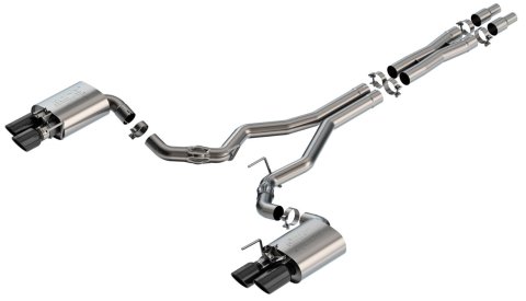 Borla 2024 Ford Mustang GT 5.0L V8 w/ Active Exhaust ATAK Cat-Back Exhaust System - Black Chrome thumbnail 1