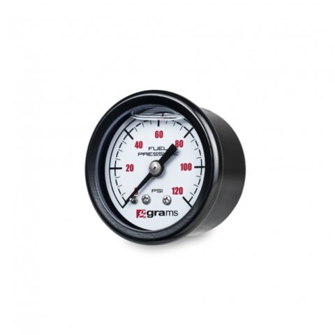 Grams Performance Universal 0-120 PSI Fuel Pressure Gauge - White Face thumbnail 2