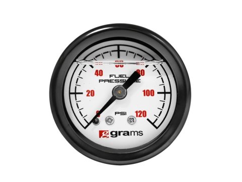 Grams Performance Universal 0-120 PSI Fuel Pressure Gauge - White Face thumbnail 4