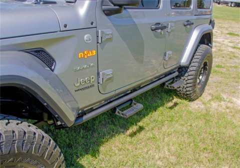 N-Fab RKR Rails 2018 Jeep Wrangler JL 4 Door Dab Length - Gloss Black - 1.75in thumbnail 6