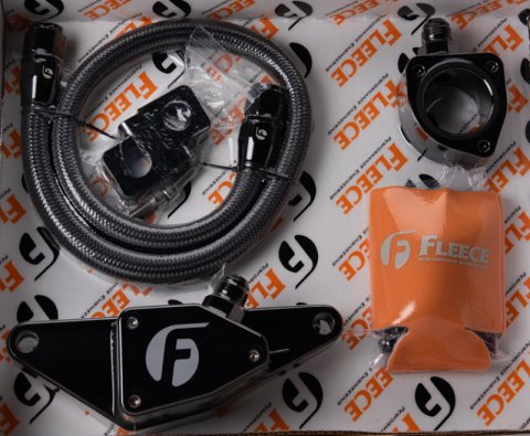 Fleece Performance 03-07 Manual Transmission Cummins Coolant Bypass Kit w/ SS Braided Line thumbnail 5