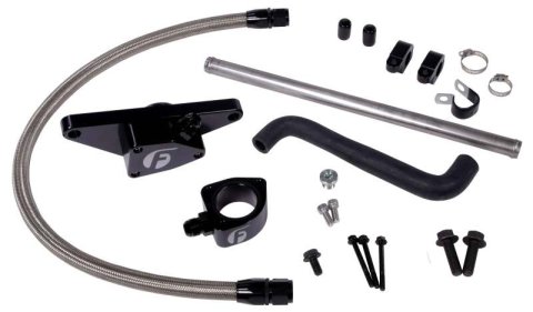 Fleece Performance 03-05 Auto Trans Cummins Coolant Bypass Kit w/ Stainless Steel Braided Line thumbnail 1