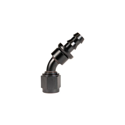 Fleece Performance Universal -6AN 45Deg to Hose Barb - Black thumbnail 3