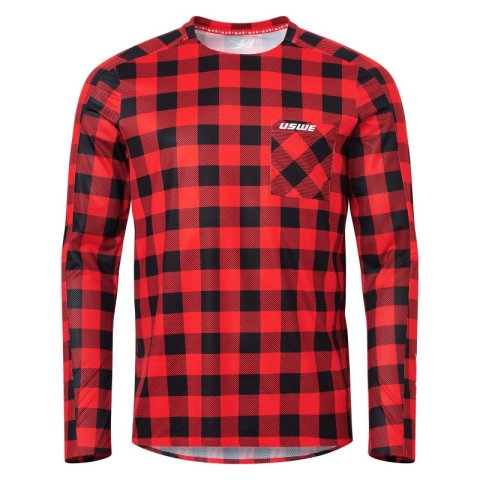USWE Flannel Long Sleeve Lightweight Off-Road Jersey Flame Red - 2XL thumbnail 3