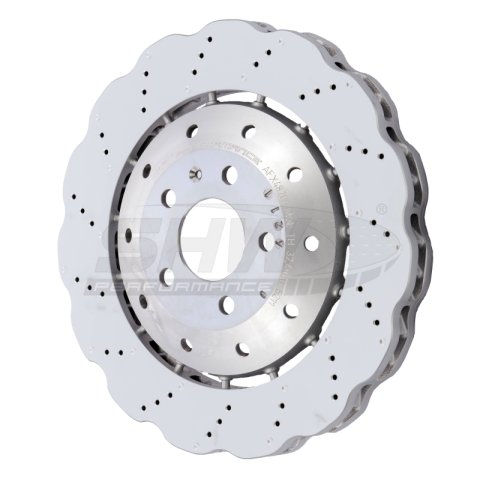 SHW 14-20 Audi R8 5.2L (Excl Ceramic Brake) Front Drilled-Dimpled LW Wavy Brake Rotor (4S0615301B) thumbnail 1