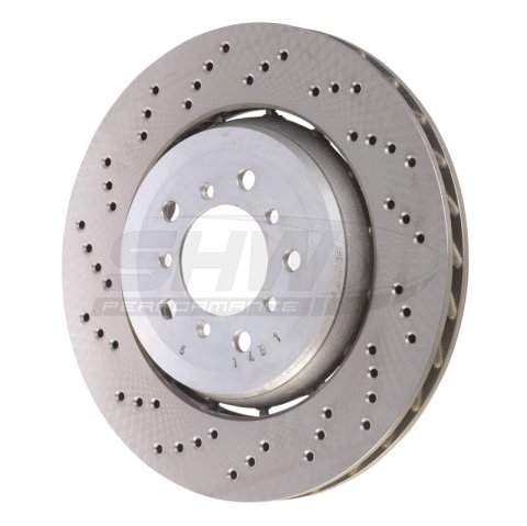 SHW 05-06 BMW M3 3.2L Left Front Cross-Drilled Lightweight Brake Rotor (34112282445) thumbnail 1
