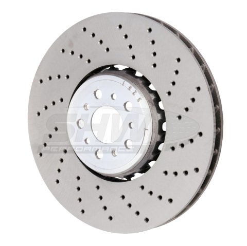 SHW 18-21 BMW M5 4.4L Right Front Cross-Drilled Lightweight Brake Rotor (34117991102) thumbnail 1