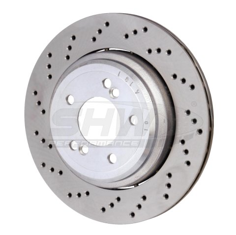 SHW 06-08 BMW Z4 3.2L Left Rear Cross-Drilled Lightweight Brake Rotor (34212282303) thumbnail 2