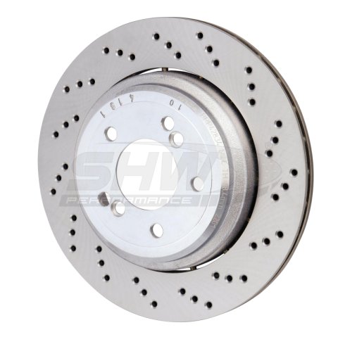 SHW 06-08 BMW Z4 3.2L Right Rear Cross-Drilled Lightweight Brake Rotor (34212282304) thumbnail 1