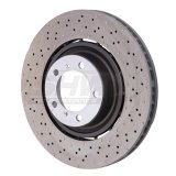 SHW 14-19 Porsche 911 Turbo 3.8L w/o Ceramics Left Front Drilled-Dimpled LW Brake Rotor (9P1615301K) thumbnail 1